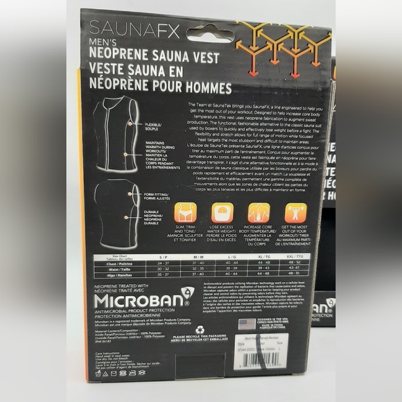 SaunaFX Men's Neoprene Sauna Vest & Sauna Short Large Workout Black Gray Trim - Picture 4 of 6